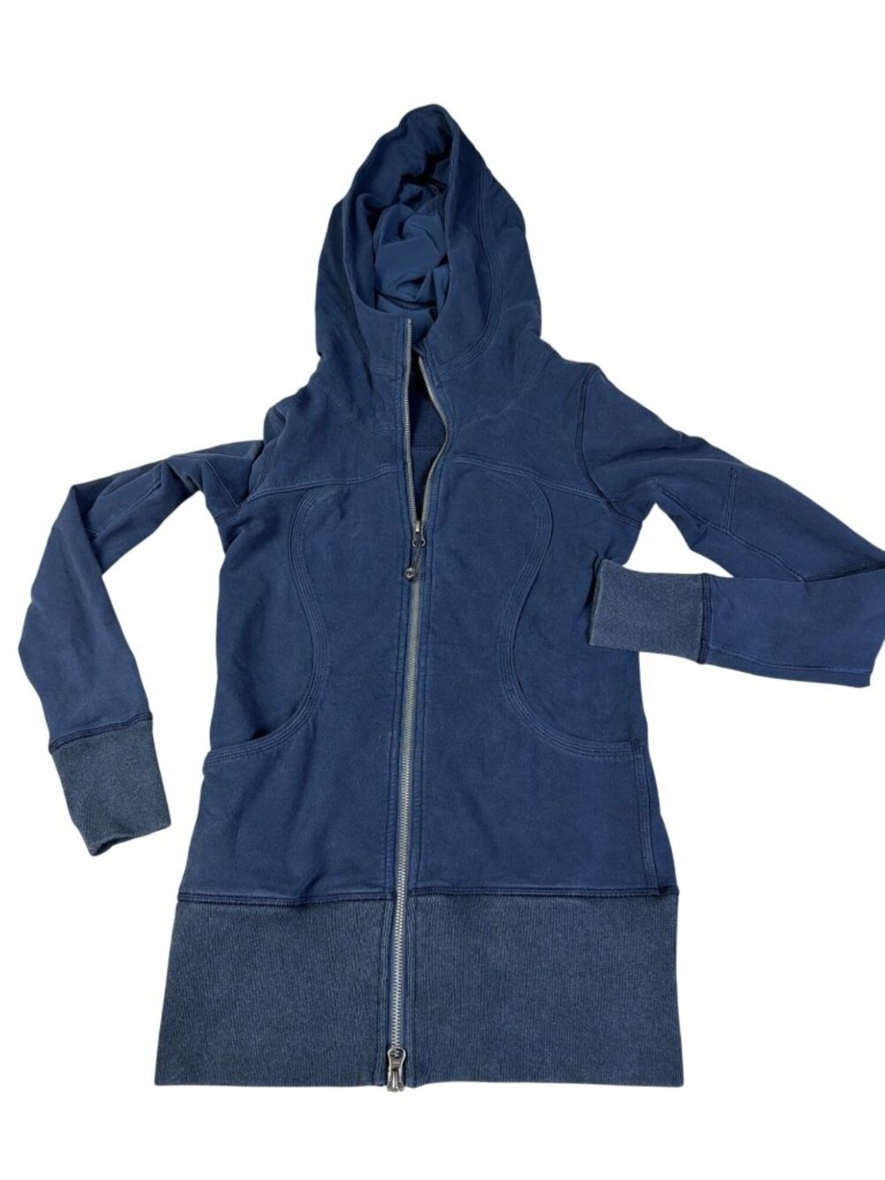 Lululemon Navy Blue Full-Zip Scuba Hoodie With Thumb Holes Women's Size 4